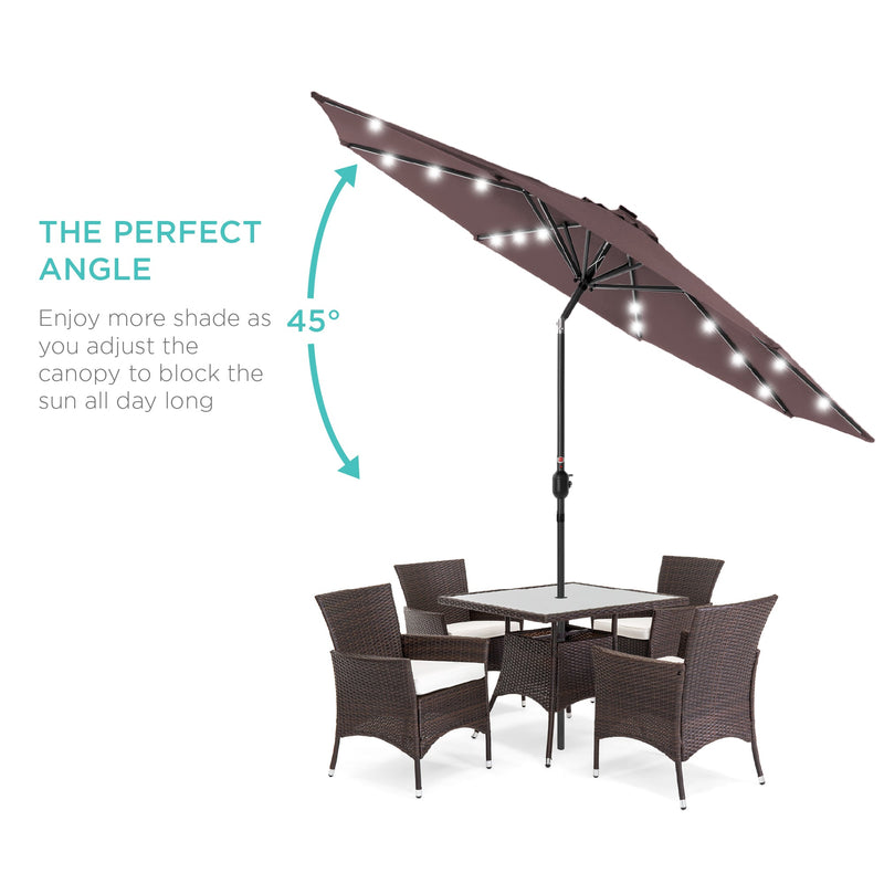 Solar LED Lighted Patio Umbrella w/ Tilt Adjustment, UV-Resistant - 10ft - Kivo Store