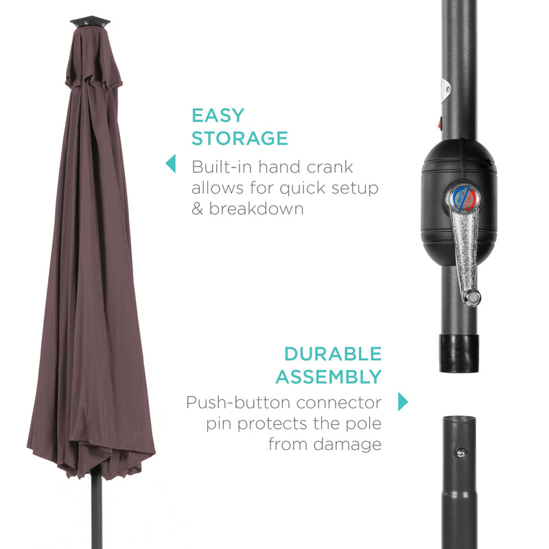 Solar LED Lighted Patio Umbrella w/ Tilt Adjustment, UV-Resistant - 10ft - Kivo Store