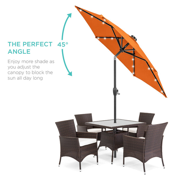Outdoor Solar Patio Umbrella w/ Push Button Tilt, Crank Lift - 7.5ft - Kivo Store