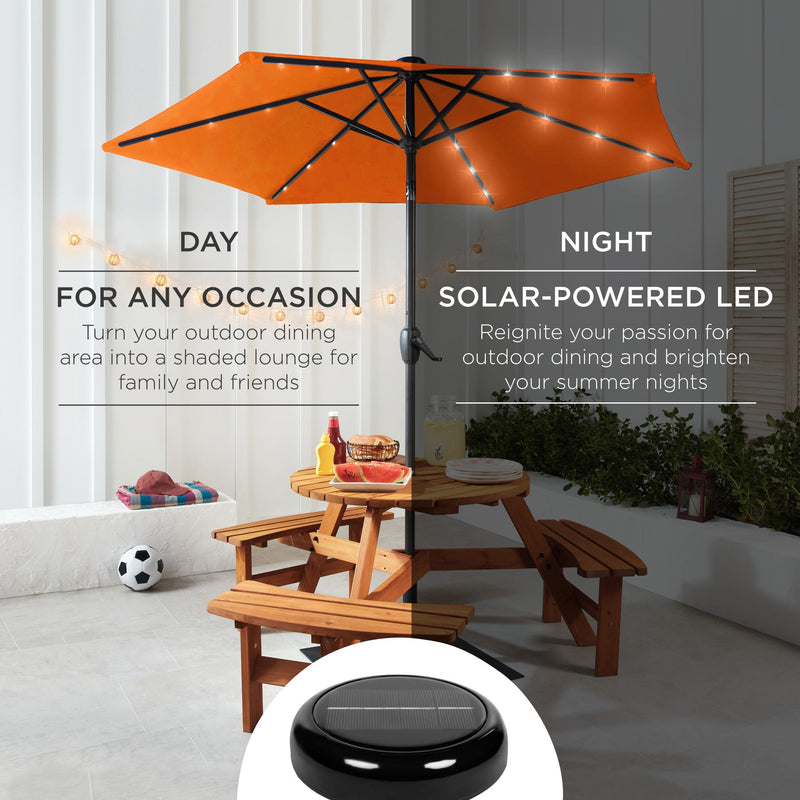 Outdoor Solar Patio Umbrella w/ Push Button Tilt, Crank Lift - 7.5ft - Kivo Store