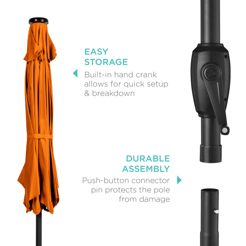 Outdoor Solar Patio Umbrella w/ Push Button Tilt, Crank Lift - 7.5ft - Kivo Store