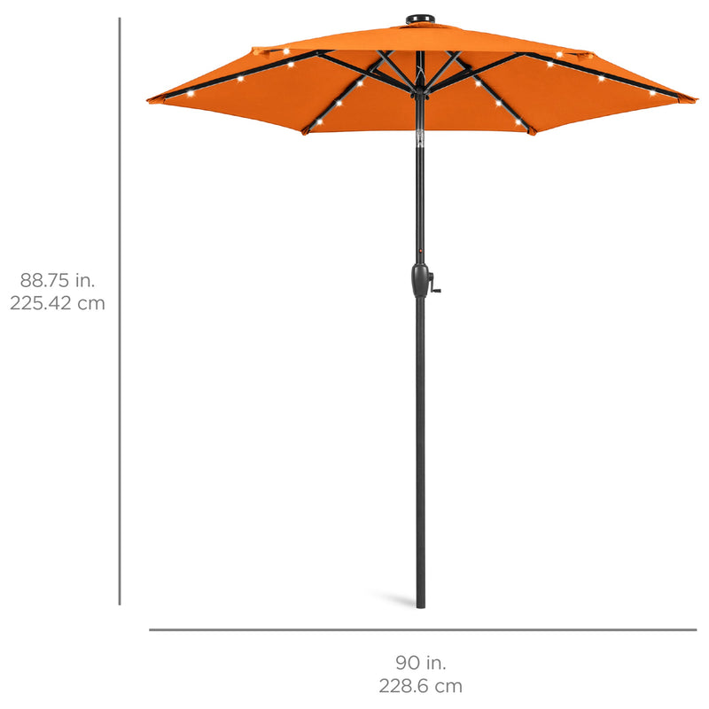 Outdoor Solar Patio Umbrella w/ Push Button Tilt, Crank Lift - 7.5ft - Kivo Store