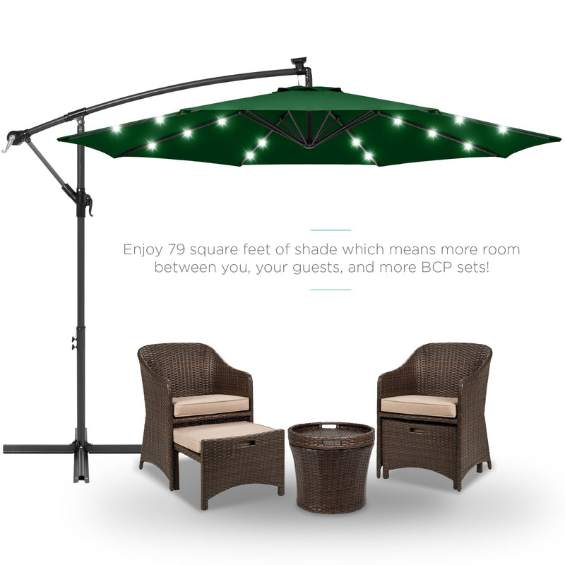 Solar LED Offset Hanging Patio Umbrella w/ Crank Tilt Adjustment - 10ft - Kivo Store