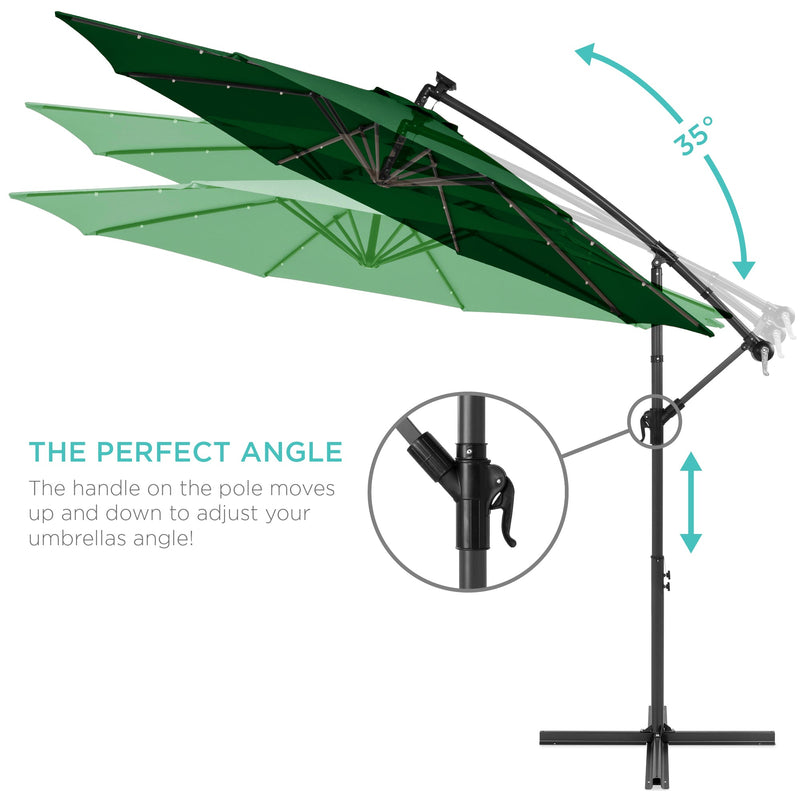 Solar LED Offset Hanging Patio Umbrella w/ Crank Tilt Adjustment - 10ft - Kivo Store