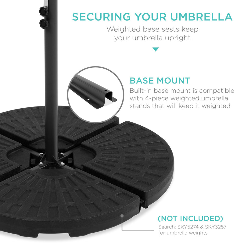 Solar LED Offset Hanging Patio Umbrella w/ Crank Tilt Adjustment - 10ft - Kivo Store