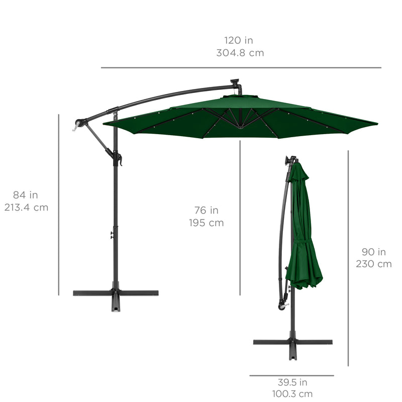 Solar LED Offset Hanging Patio Umbrella w/ Crank Tilt Adjustment - 10ft - Kivo Store