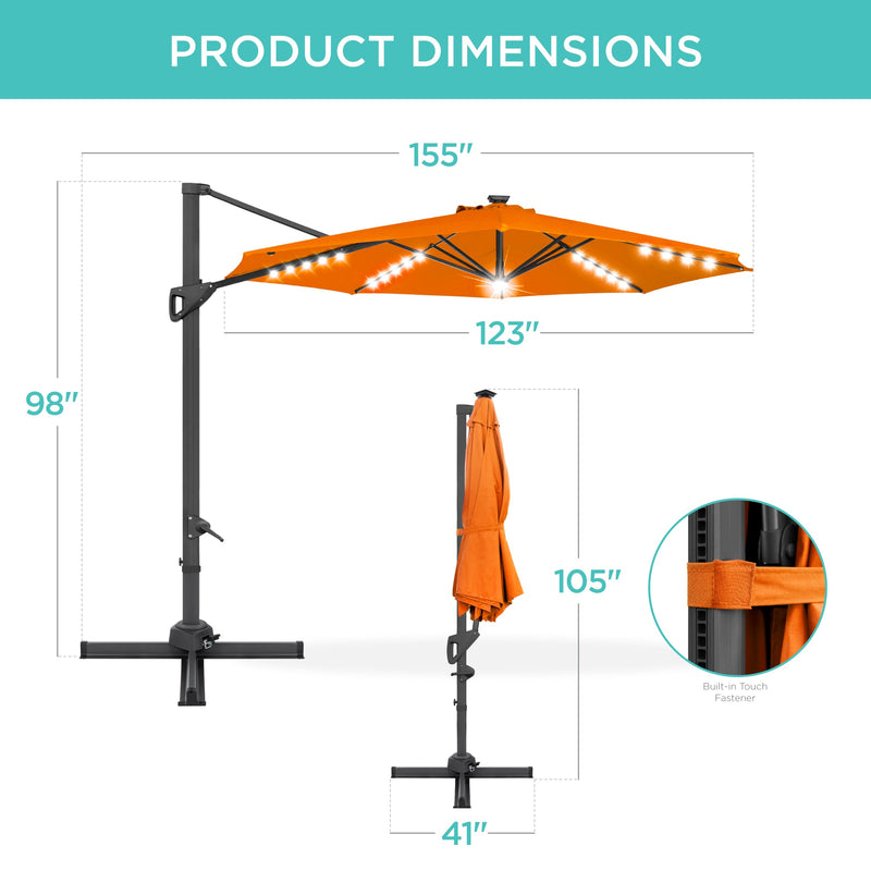 360-Degree Solar LED Cantilever Offset Patio Umbrella w/ Tilt - 10ft - Kivo Store