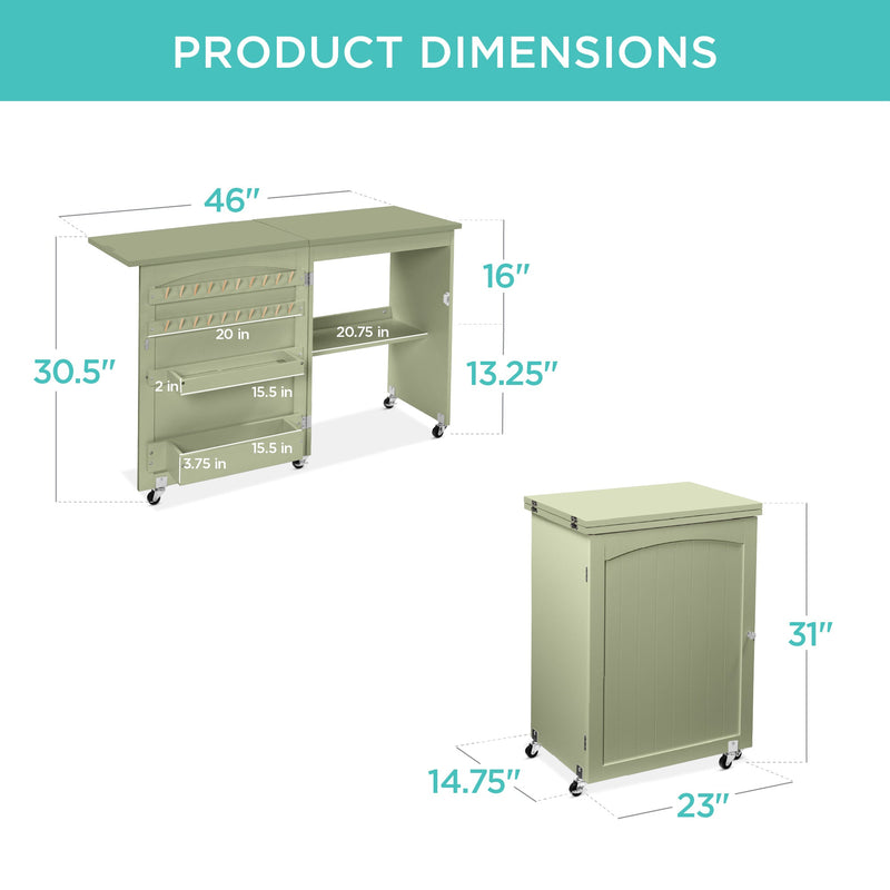 Folding Sewing Table Multipurpose Craft Station & Side Table w/ Wheels - Kivo Store