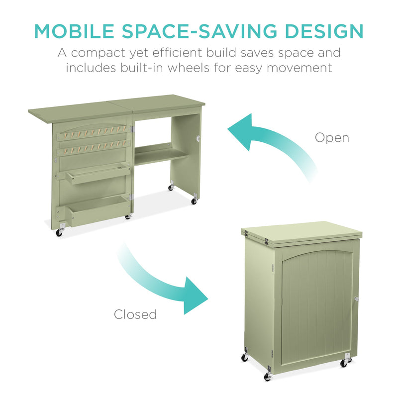 Folding Sewing Table Multipurpose Craft Station & Side Table w/ Wheels - Kivo Store