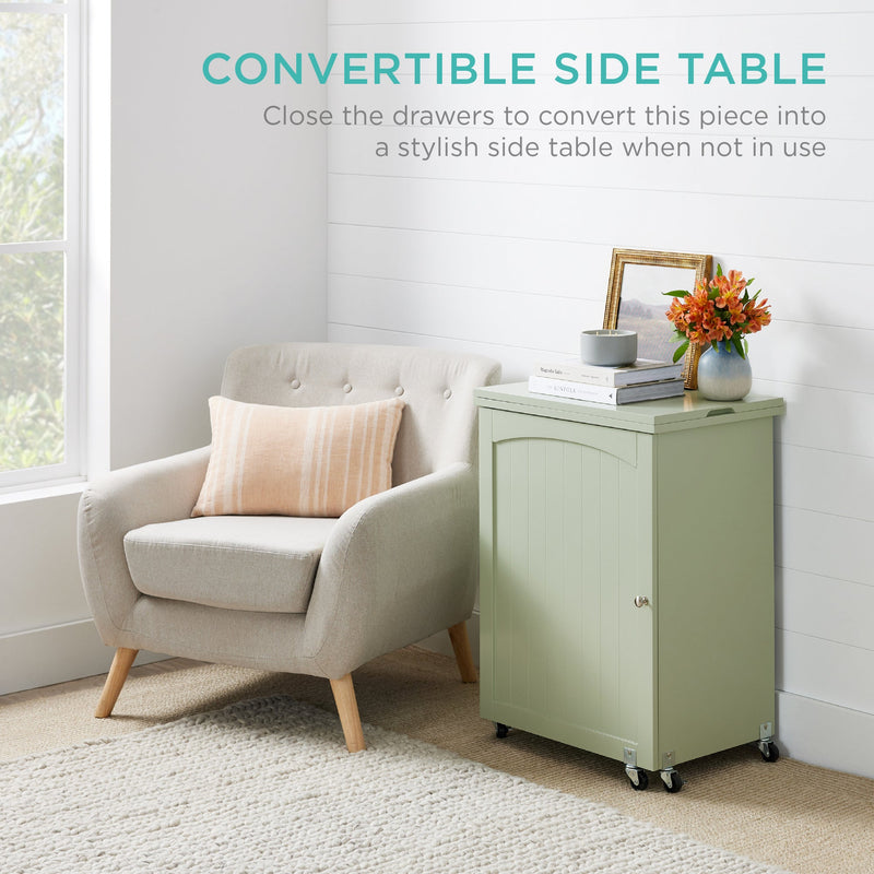 Folding Sewing Table Multipurpose Craft Station & Side Table w/ Wheels - Kivo Store