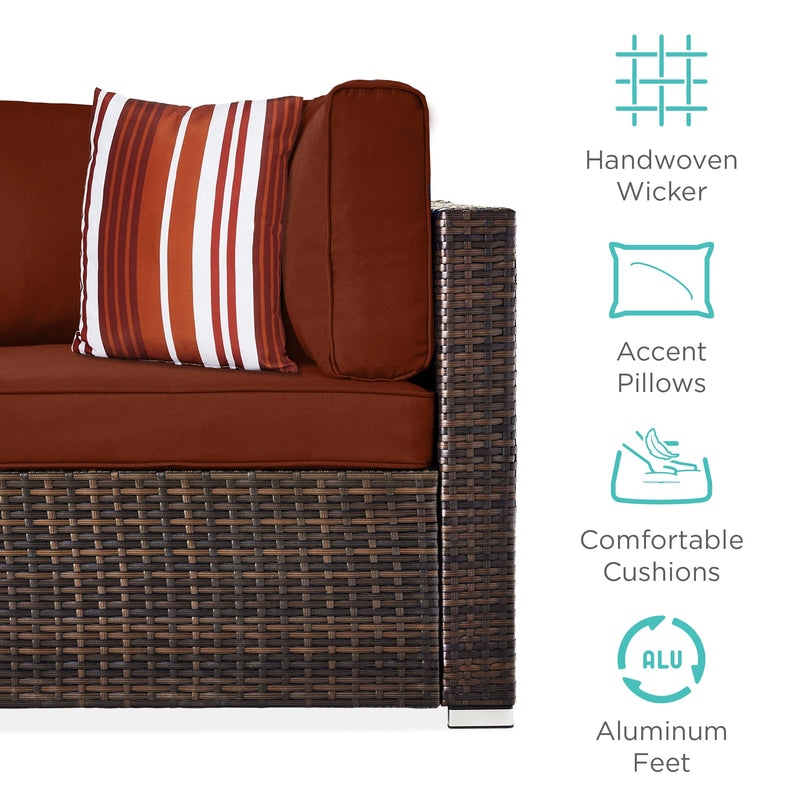 7-Piece Modular Wicker Sectional Conversation Set w/ 2 Pillows, Cover - Kivo Store