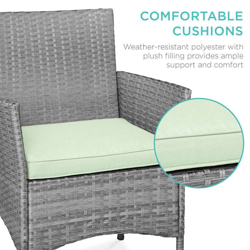 3-Piece Outdoor Patio Wicker Bistro Set w/ Side Storage Table