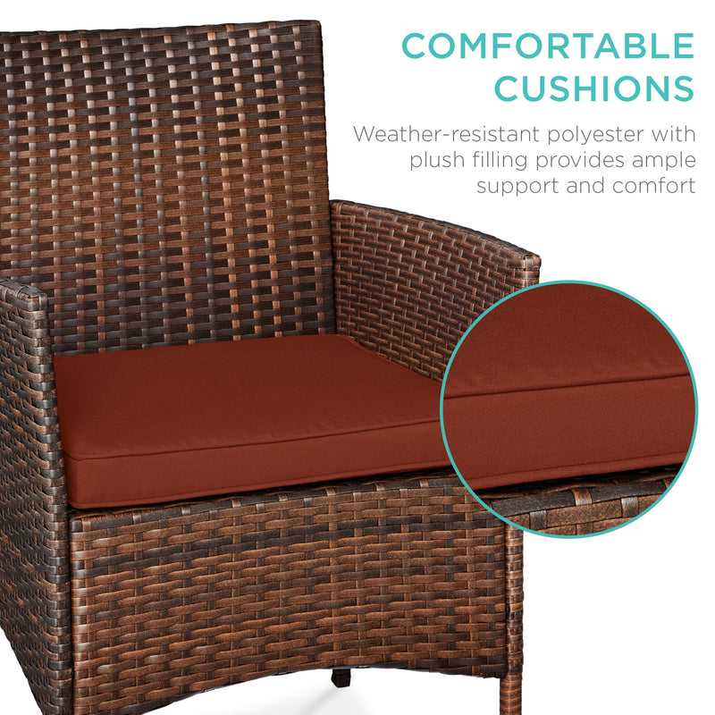 3-Piece Outdoor Patio Wicker Bistro Set w/ Side Storage Table - Kivo Store