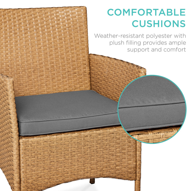 3-Piece Outdoor Patio Wicker Bistro Set w/ Side Storage Table