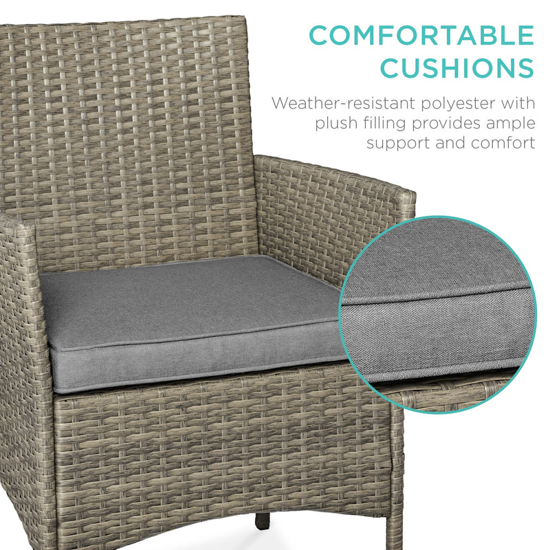 3-Piece Outdoor Patio Wicker Bistro Set w/ Side Storage Table - Kivo Store