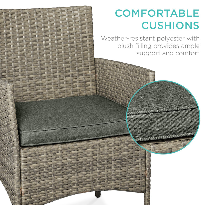 3-Piece Outdoor Patio Wicker Bistro Set w/ Side Storage Table