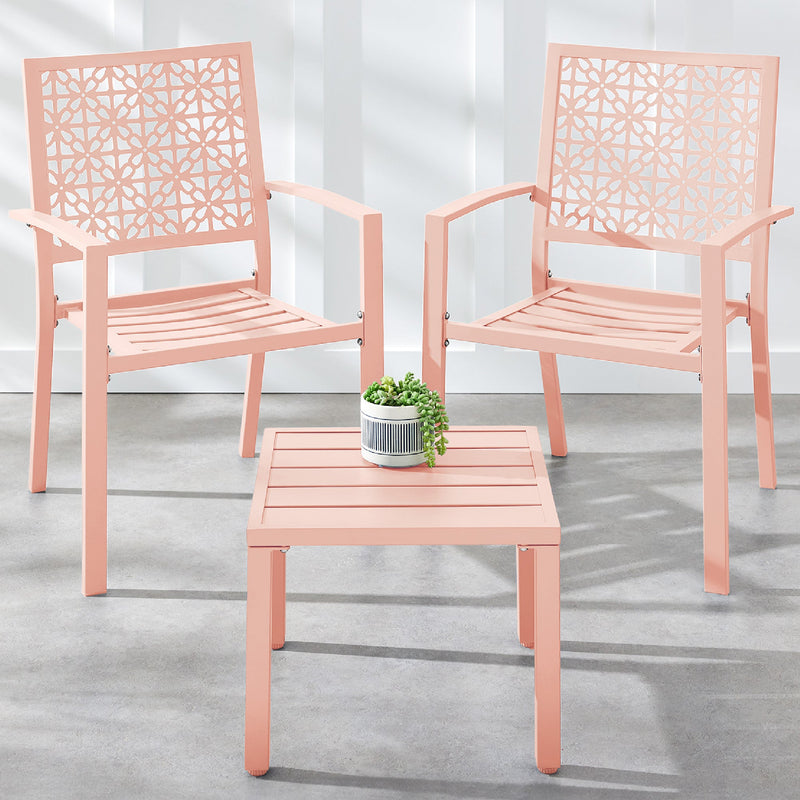 3-Piece Stackable Steel Outdoor Conversation Bistro Set