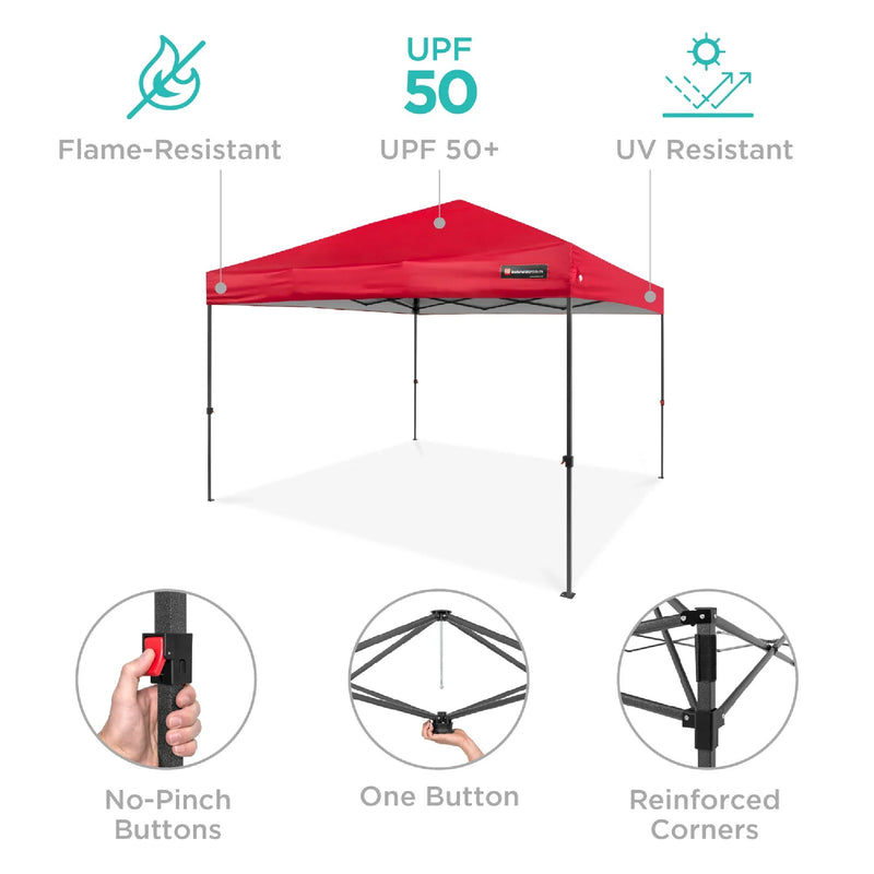 One-Person Setup Instant Pop Up Canopy w/ Case, 4 Weight Bags - 8x8ft - Kivo Store