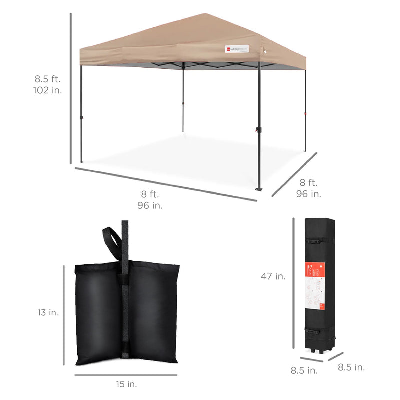 One-Person Setup Instant Pop Up Canopy w/ Case, 4 Weight Bags - 8x8ft - Kivo Store