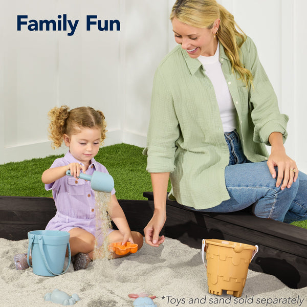 Kid's Wooden Octagonal Sandbox w/ Sand Cover, 4 Reinforced Benches, 8 Seats
