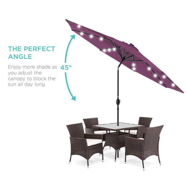 Solar LED Lighted Patio Umbrella w/ Tilt Adjustment, UV-Resistant - 10ft - Kivo Store