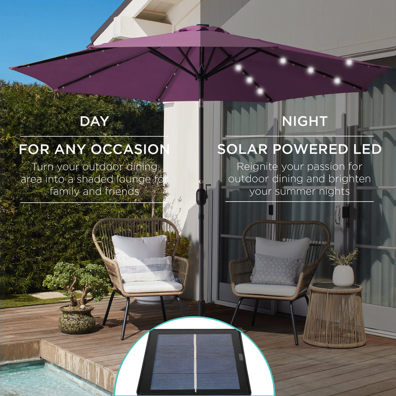 Solar LED Lighted Patio Umbrella w/ Tilt Adjustment, UV-Resistant - 10ft - Kivo Store