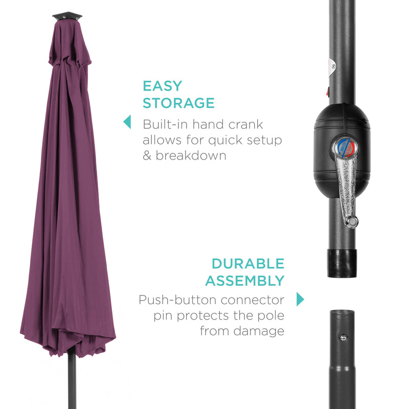 Solar LED Lighted Patio Umbrella w/ Tilt Adjustment, UV-Resistant - 10ft - Kivo Store