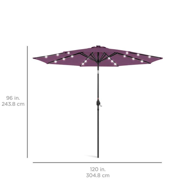 Solar LED Lighted Patio Umbrella w/ Tilt Adjustment, UV-Resistant - 10ft - Kivo Store