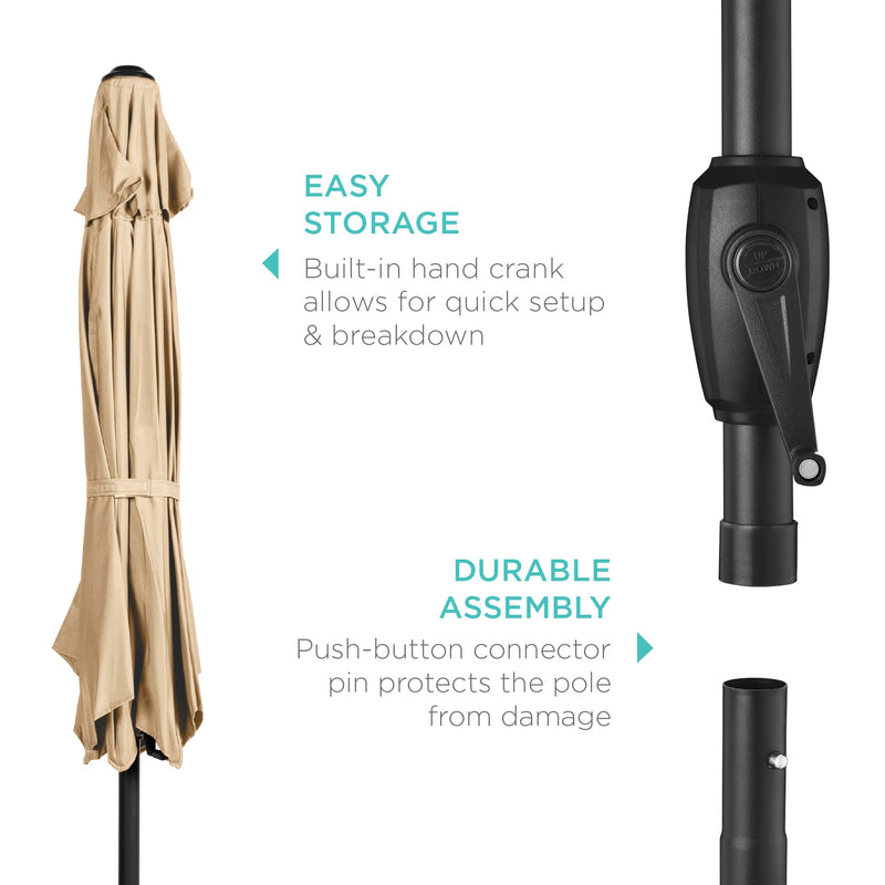 Outdoor Market Patio Umbrella w/ Push Button Tilt, Crank Lift - 7.5ft - Kivo Store