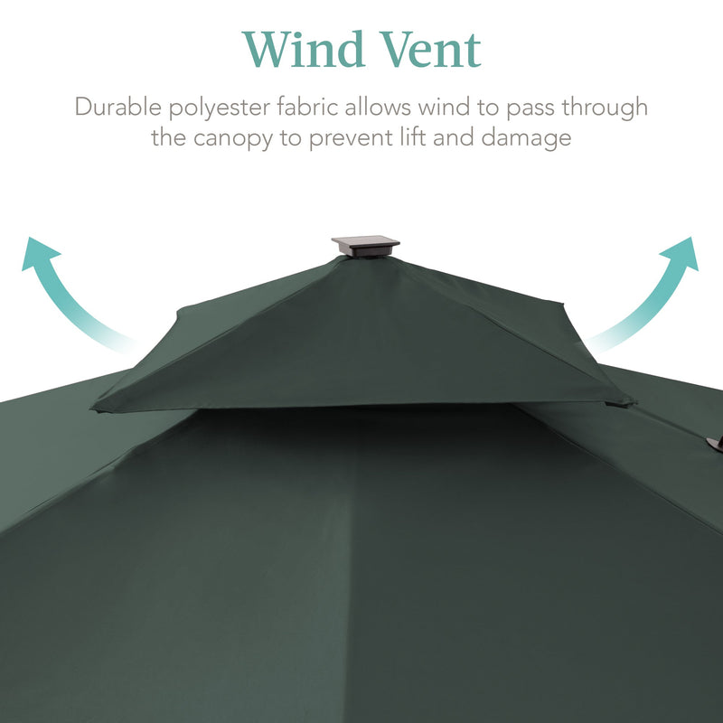 2-Tier Square LED Cantilever Offset Umbrella w/ 360 Rotation, Base - 10x10ft - Kivo Store