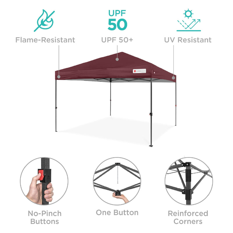 One-Person Setup Instant Pop Up Canopy w/ Case, 4 Weight Bags - 10x10ft - Kivo Store