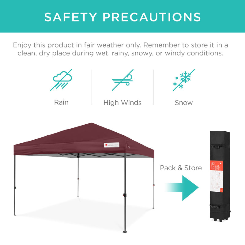 One-Person Setup Instant Pop Up Canopy w/ Case, 4 Weight Bags - 10x10ft - Kivo Store