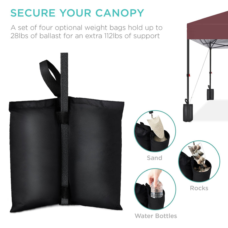 One-Person Setup Instant Pop Up Canopy w/ Case, 4 Weight Bags - 10x10ft - Kivo Store