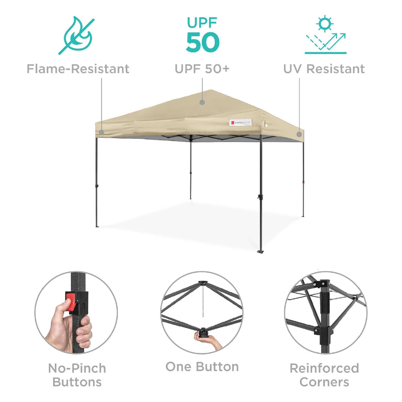 One-Person Setup Instant Pop Up Canopy w/ Case, 4 Weight Bags - 10x10ft - Kivo Store