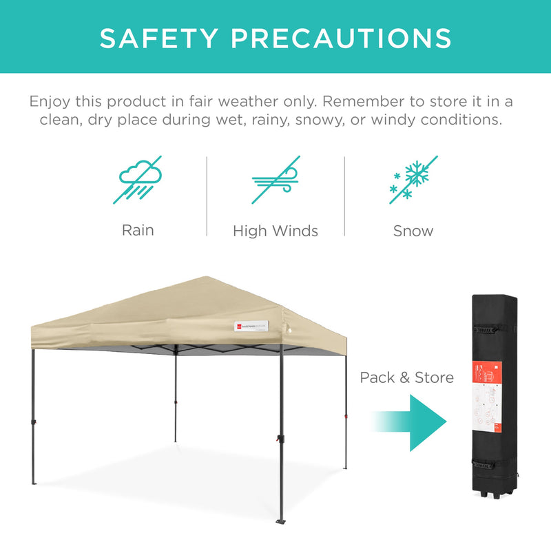 One-Person Setup Instant Pop Up Canopy w/ Case, 4 Weight Bags - 10x10ft - Kivo Store