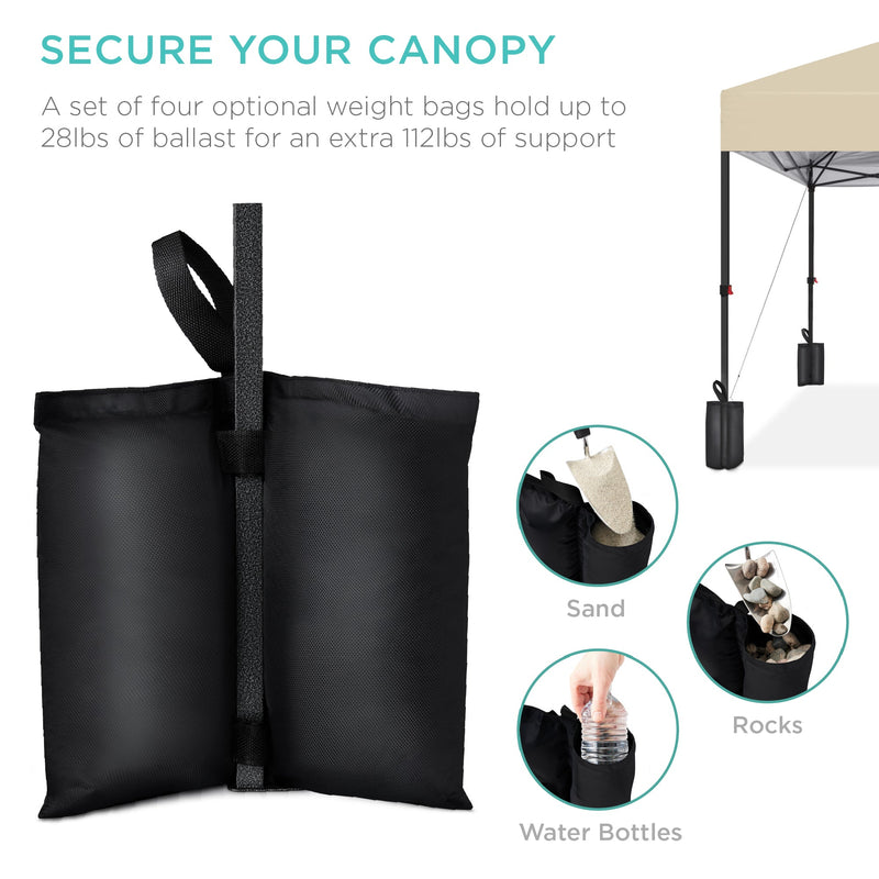 One-Person Setup Instant Pop Up Canopy w/ Case, 4 Weight Bags - 10x10ft - Kivo Store