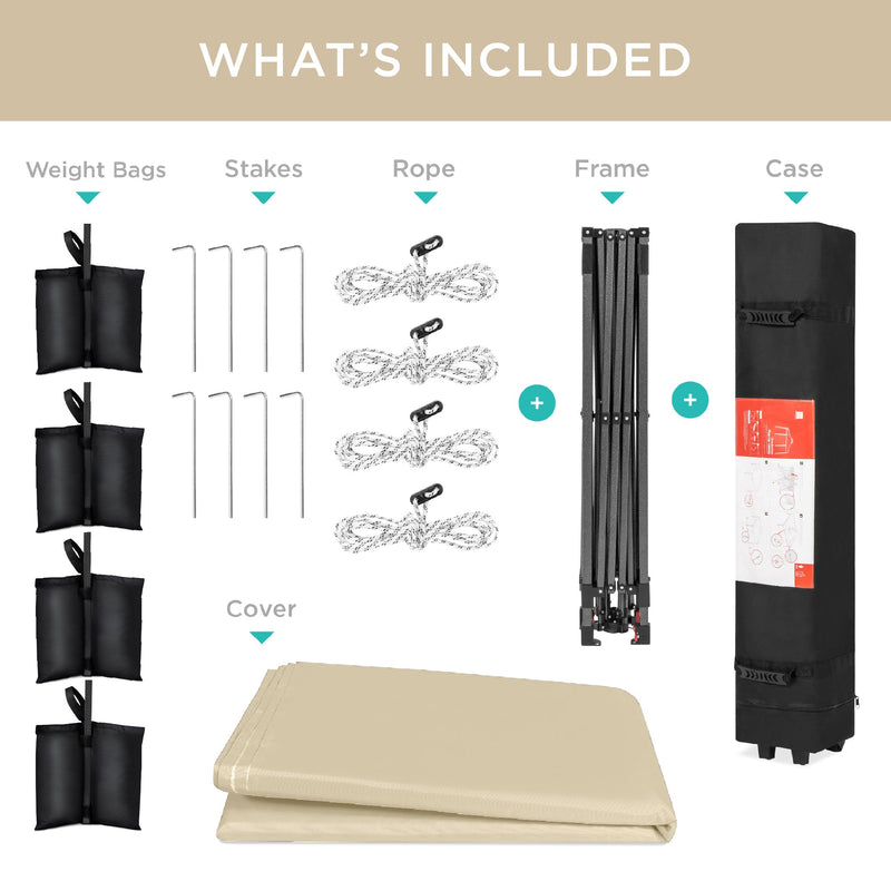 One-Person Setup Instant Pop Up Canopy w/ Case, 4 Weight Bags - 10x10ft - Kivo Store