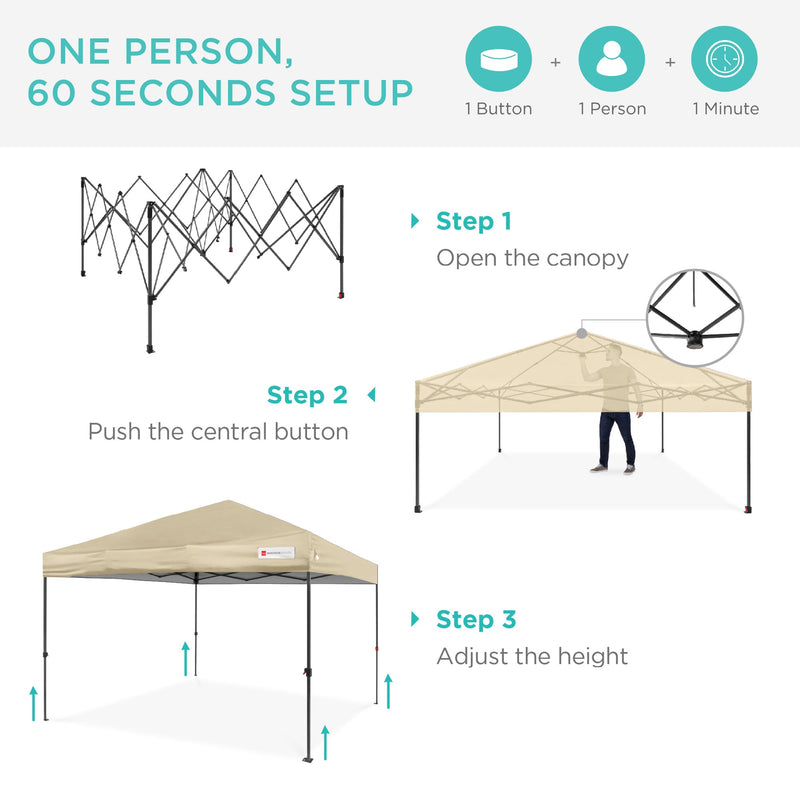 One-Person Setup Instant Pop Up Canopy w/ Case, 4 Weight Bags - 12x12ft