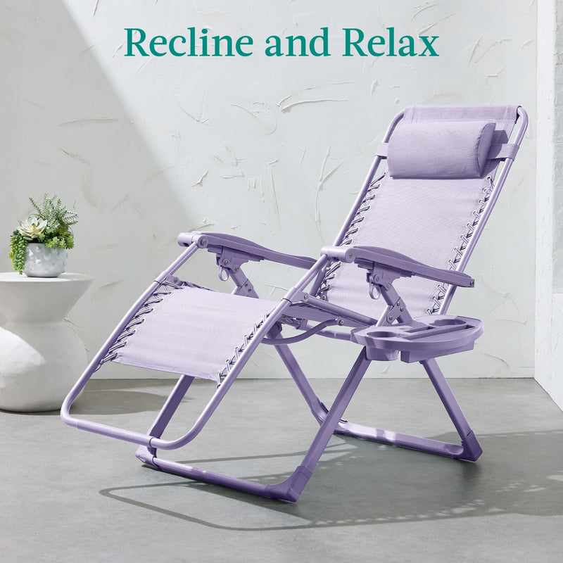 Monochromatic Zero Gravity Patio Chair Recliner w/ Side Tray, Headrest - Kivo Store