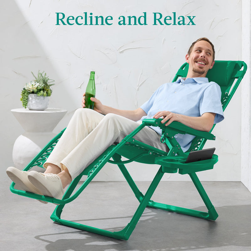 Monochromatic Zero Gravity Patio Chair Recliner w/ Side Tray, Headrest - Kivo Store