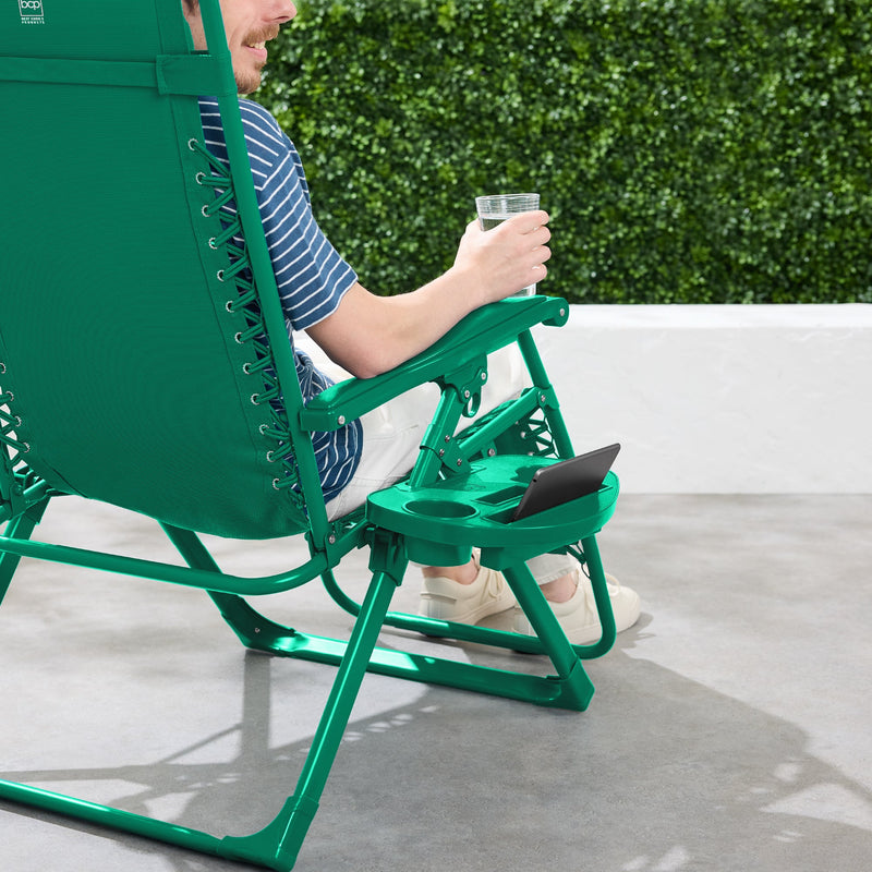 Monochromatic Zero Gravity Patio Chair Recliner w/ Side Tray, Headrest - Kivo Store