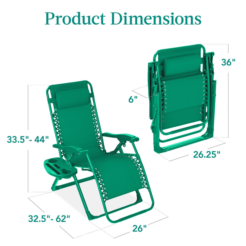 Monochromatic Zero Gravity Patio Chair Recliner w/ Side Tray, Headrest - Kivo Store