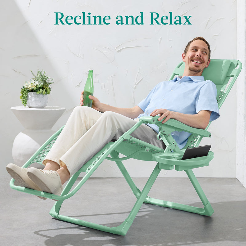 Monochromatic Zero Gravity Patio Chair Recliner w/ Side Tray, Headrest - Kivo Store