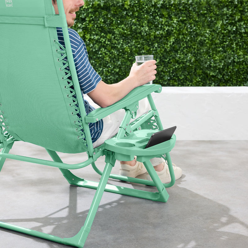 Monochromatic Zero Gravity Patio Chair Recliner w/ Side Tray, Headrest - Kivo Store