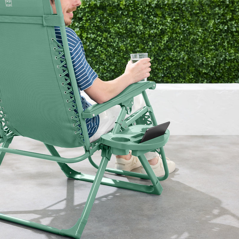 Monochromatic Zero Gravity Patio Chair Recliner w/ Side Tray, Headrest - Kivo Store