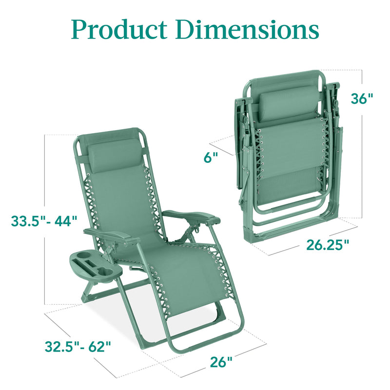 Monochromatic Zero Gravity Patio Chair Recliner w/ Side Tray, Headrest - Kivo Store