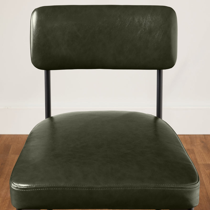 Set of 3 Armless Counter Height Bar Stools, Modern PU Faux Leather Stools