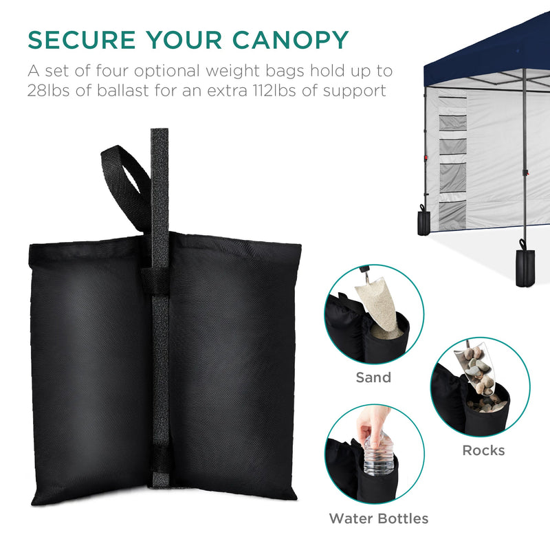 One-Person Setup Instant Pop Up Canopy w/ Side Wall, Carrying Case - 10x10ft - Kivo Store