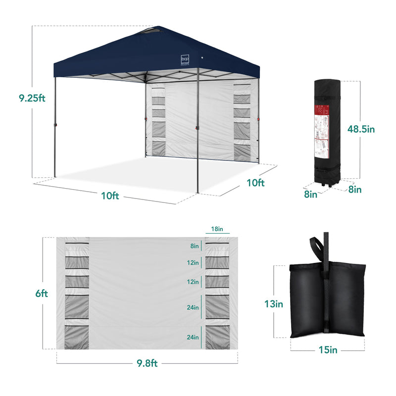 One-Person Setup Instant Pop Up Canopy w/ Side Wall, Carrying Case - 10x10ft - Kivo Store