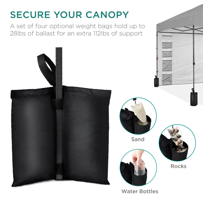 One-Person Setup Instant Pop Up Canopy w/ Side Wall, Carrying Case - 10x10ft - Kivo Store